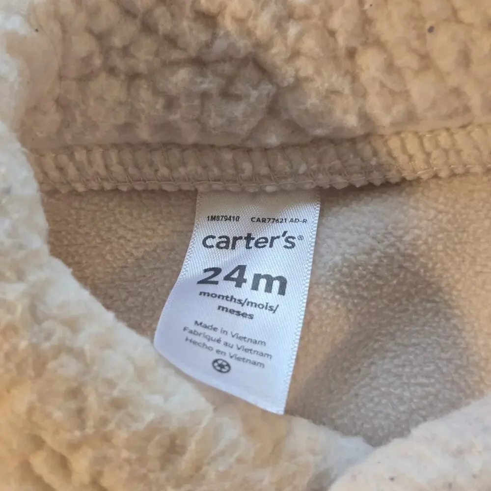 Carter’s Toddler 24mos Vest Beige Zip‎ Up With Pockets, Warm